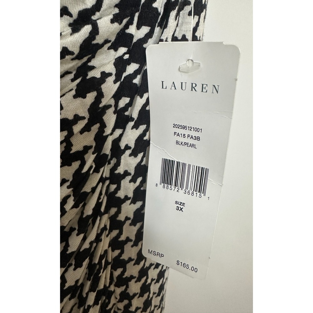 NEW Lauren Ralph Lauren Houndstooth Surplice Ruched Sheath Dress Plus Size 3X - Picture 9 of 10